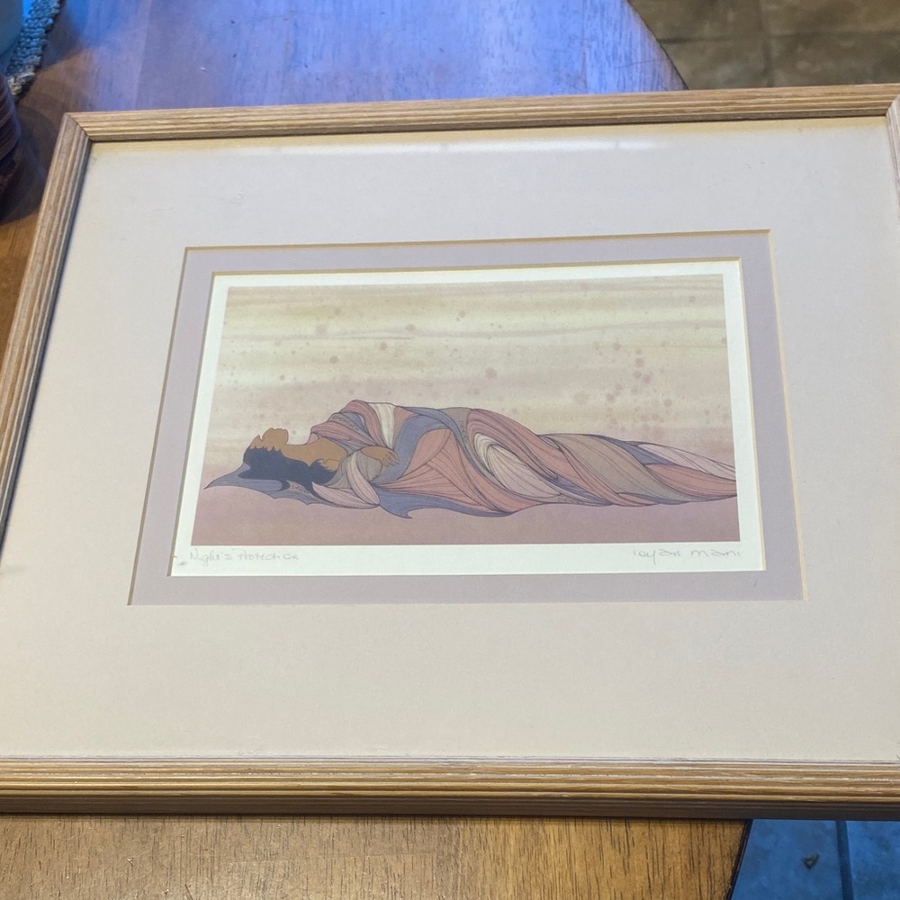 Framed Art NIGHTS PROTECTION signed by LOYAN MANI(MAXINE  NOEL)  15 x 13”